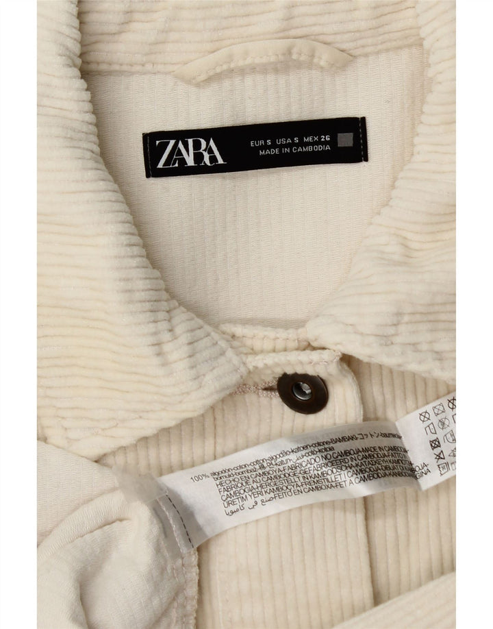 Zara Γυναικείο κοτλέ μπουφάν UK 10 Small Off White Βαμβακερό