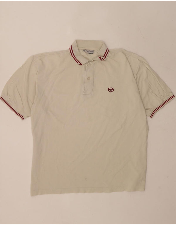Sergio Tacchini Ανδρικό πουκάμισο πόλο 2XL από λευκό βαμβακερό ριγέ