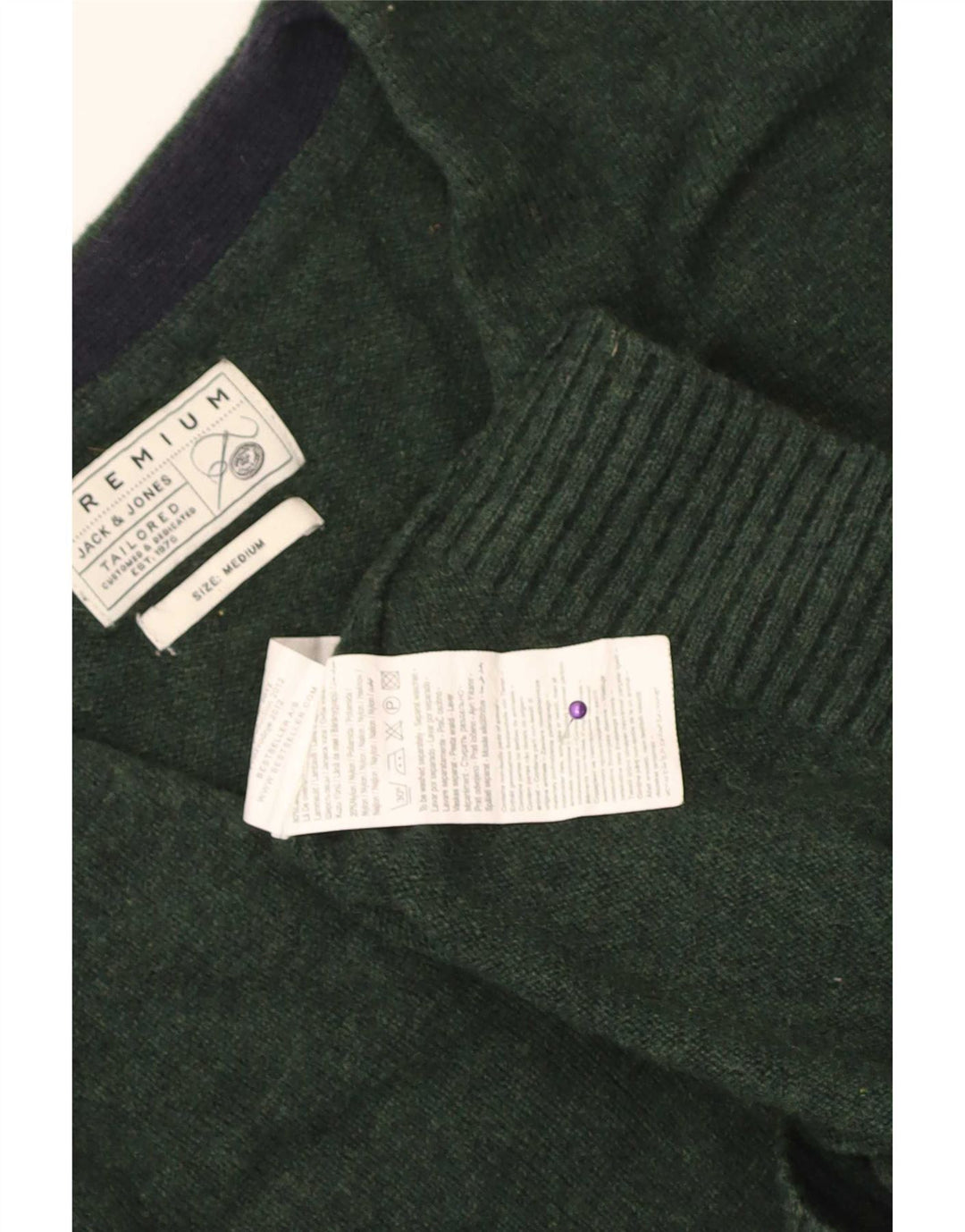 Ανδρικό πουλόβερ ζακέτα Jack & Jones με μεσαίο πράσινο μαλλί αρνιού