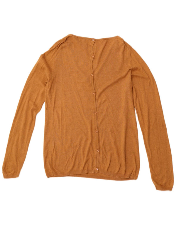 MASSIMO DUTTI Γυναικείο πουλόβερ με V λαιμόκοψη UK 14 μεγάλο καφέ βαμβακερό