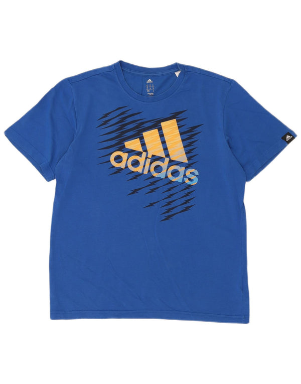 Adidas Ανδρικό γραφικό T-Shirt Climalite Top από μεσαίο μπλε βαμβακερό