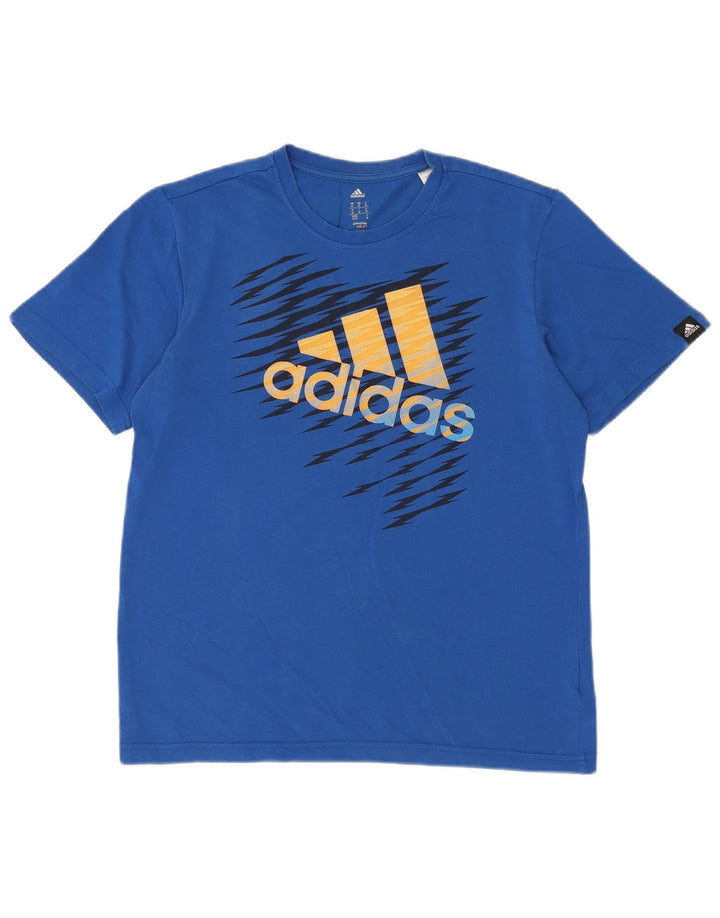 Adidas Ανδρικό γραφικό T-Shirt Climalite Top από μεσαίο μπλε βαμβακερό