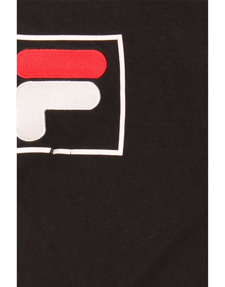 Ανδρικό γραφικό T-Shirt Fila Top Μεσαίο μαύρο βαμβακερό