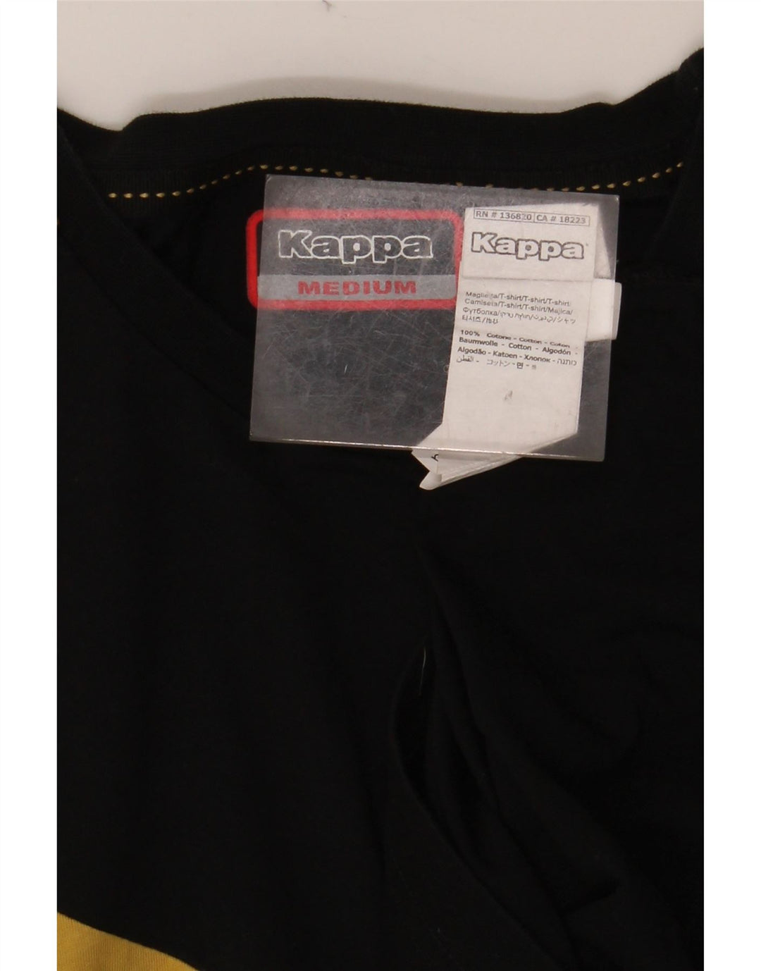 Ανδρικό γραφικό T-Shirt KAPPA Top Medium Black Colorblock Βαμβακερό