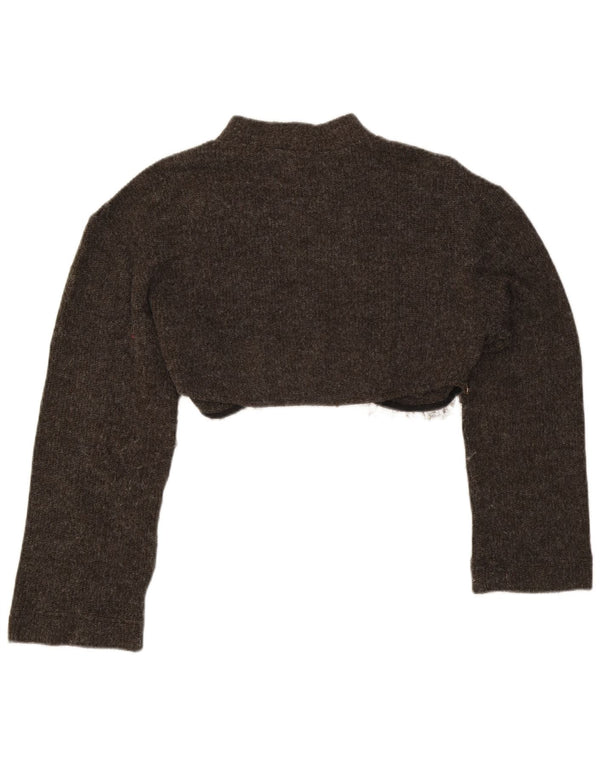 Zara Γυναικείο πουλόβερ με λαιμόκοψη Crop Crop UK 16 Large Grey Acrylic