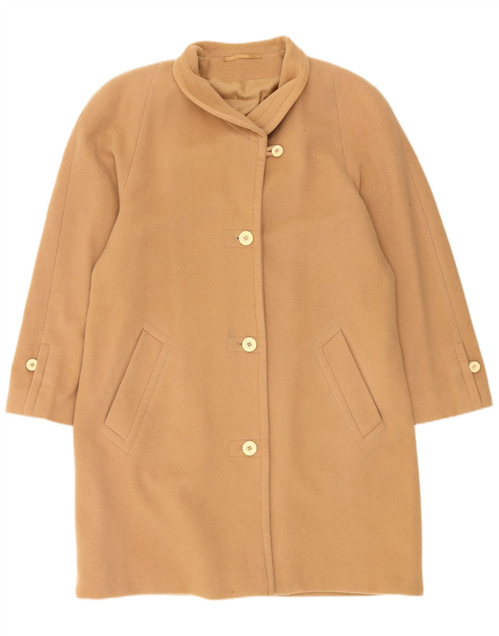 GOLDIX Womens Overcoat UK 14 Large  Beige Wool