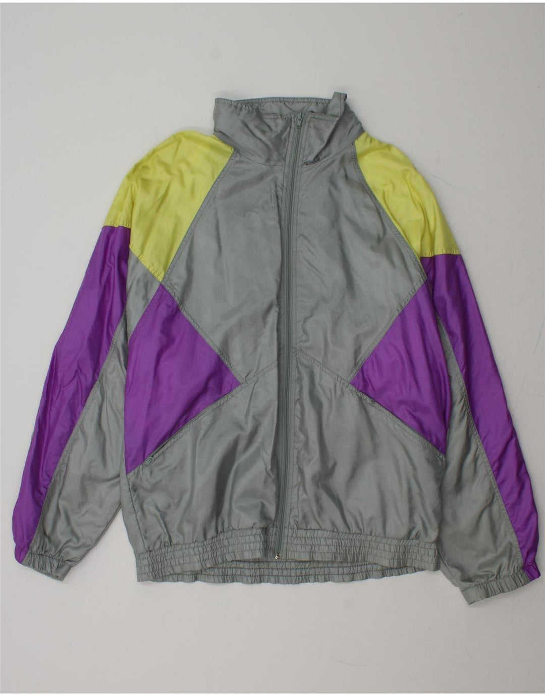VINTAGE Mens Tracksuit Top Jacket IT 52 Large Grey Colourblock Polyamide Vintage Vintage and Second-Hand Vintage from Messina Hembry 