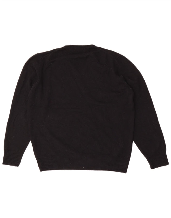 Ανδρικό πουλόβερ Zara με V λαιμόκοψη, μαύρο μάλλινο μεγάλο