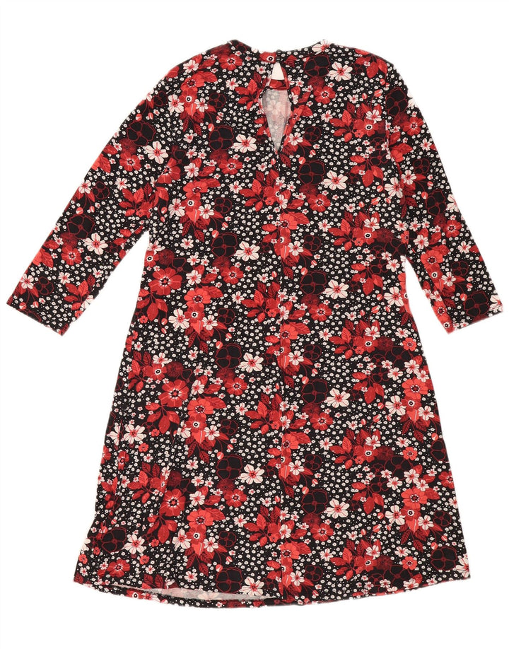 Marks & Spencer Γυναικείο φόρεμα 3/4 μανίκι Shift UK 12 Medium Black Floral