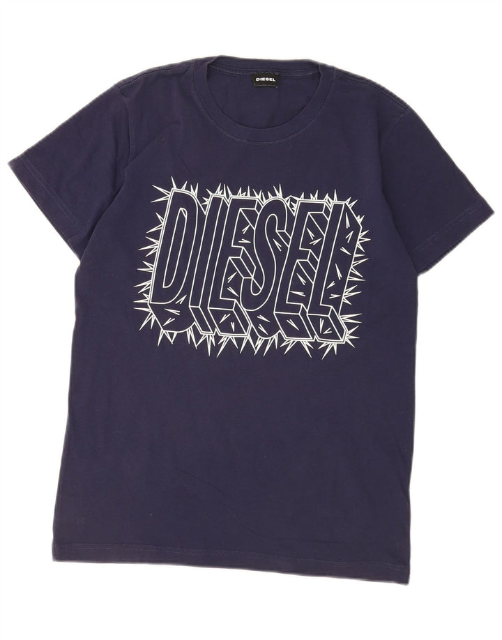 Diesel Ανδρικό γραφικό T-Shirt Top Small Navy Blue από βαμβάκι