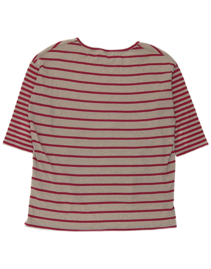 Marks & Spencer Γυναικείο T-Shirt τοπ UK 14 μεγάλο γκρι ριγέ πολυεστέρα