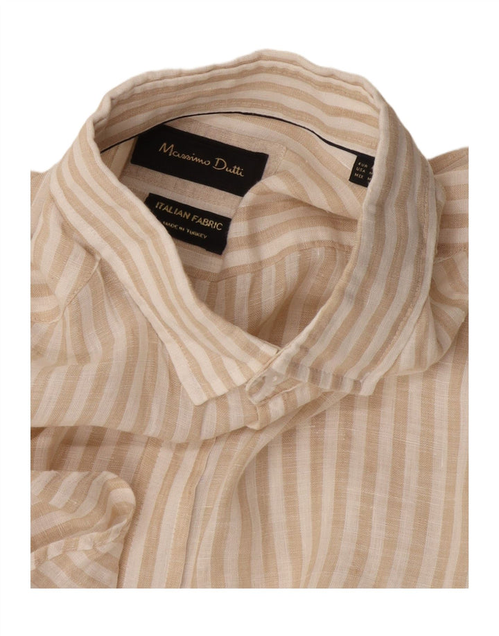 Ανδρικό πουκάμισο Massimo Dutti σε μεσαίο μπεζ Pinstripe
