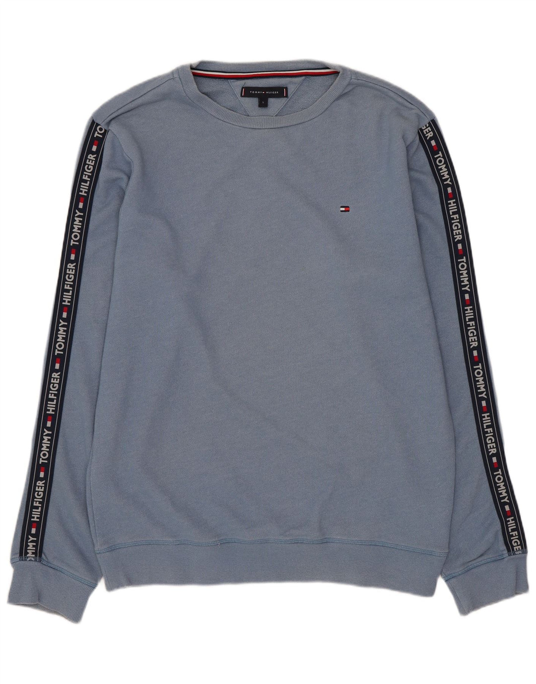 Γραφικό ανδρικό φούτερ Tommy Hilfiger Jumper με μεγάλο μπλε χρώμα, βαμβακερό