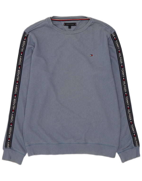 Γραφικό ανδρικό φούτερ Tommy Hilfiger Jumper με μεγάλο μπλε χρώμα, βαμβακερό