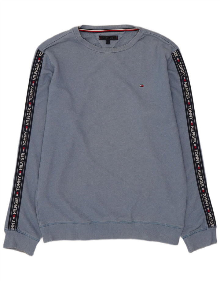 Γραφικό ανδρικό φούτερ Tommy Hilfiger Jumper με μεγάλο μπλε χρώμα, βαμβακερό