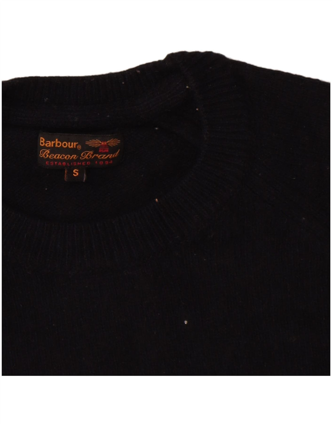 Ανδρικό πουλόβερ με λαιμόκοψη Barbour Small Navy Blue Wool