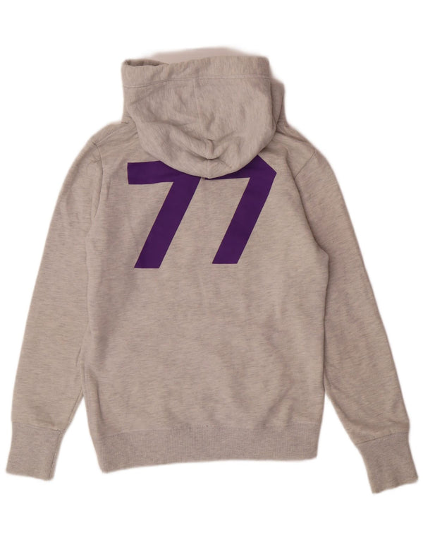 Superdry Womens Graphic Hoodie Jumper UK 12 Medium Grey Cotton