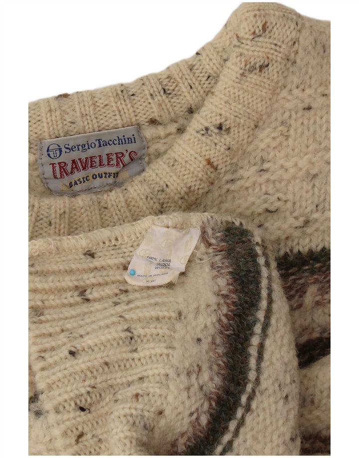 SERGIO TACCHINI Γυναικείο πουλόβερ με λαιμόκοψη UK 16 Large Beige ριγέ