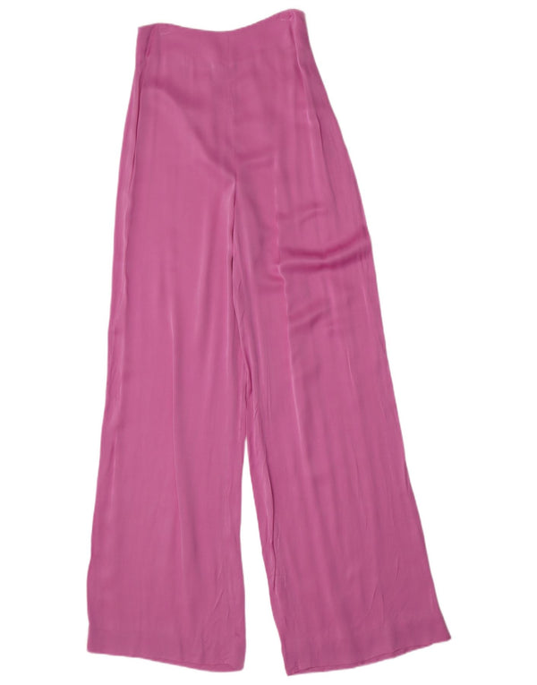 Zara Γυναικείο Ψηλόμεσο Φαρδύ παντελόνι Casual Medium W28 L33 Ροζ