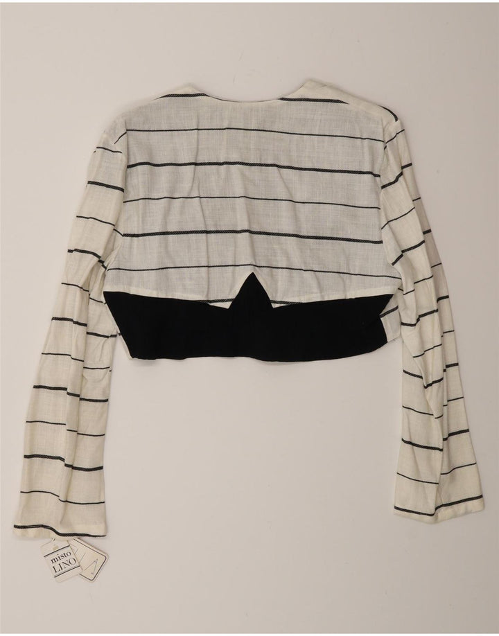 Vintage Γυναικείο Διπλό Μπουφάν Bolero IT 44 Μεσαίο Λευκό Ριγέ