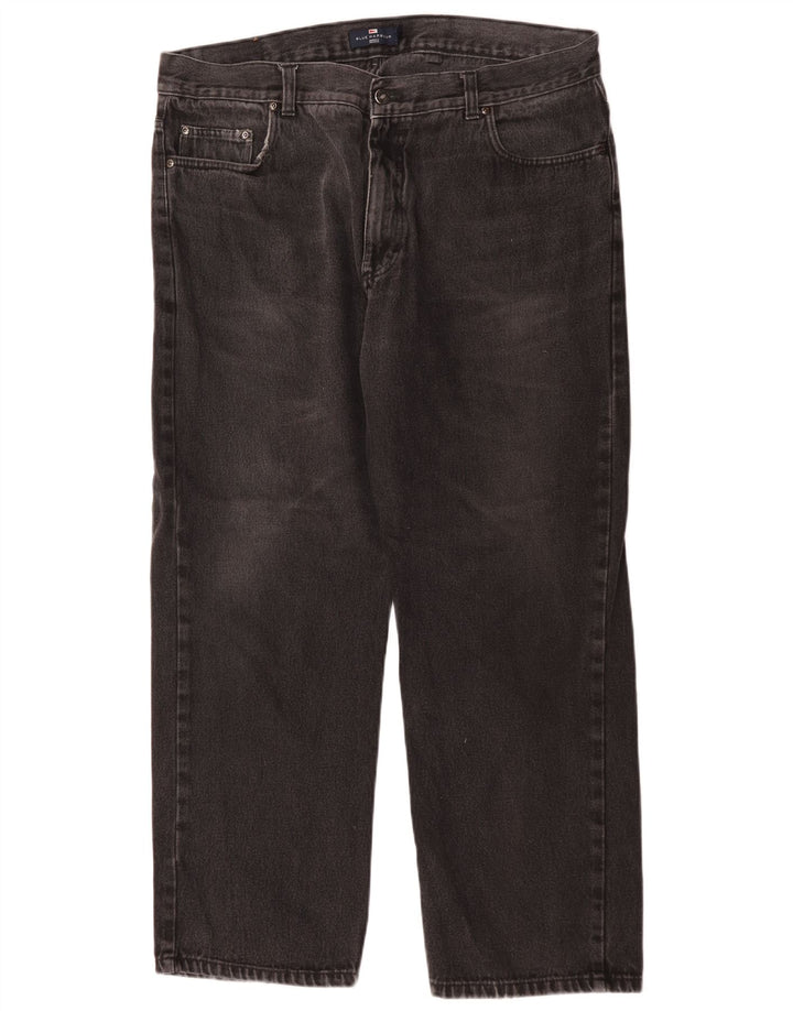 Marks & Spencer Ανδρικό Μπλε Harbor Straight Jeans W40 L29 Μαύρο βαμβακερό
