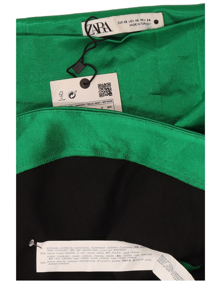 Zara Γυναικεία Μίνι Φούστα XS W24 Πράσινη βισκόζη