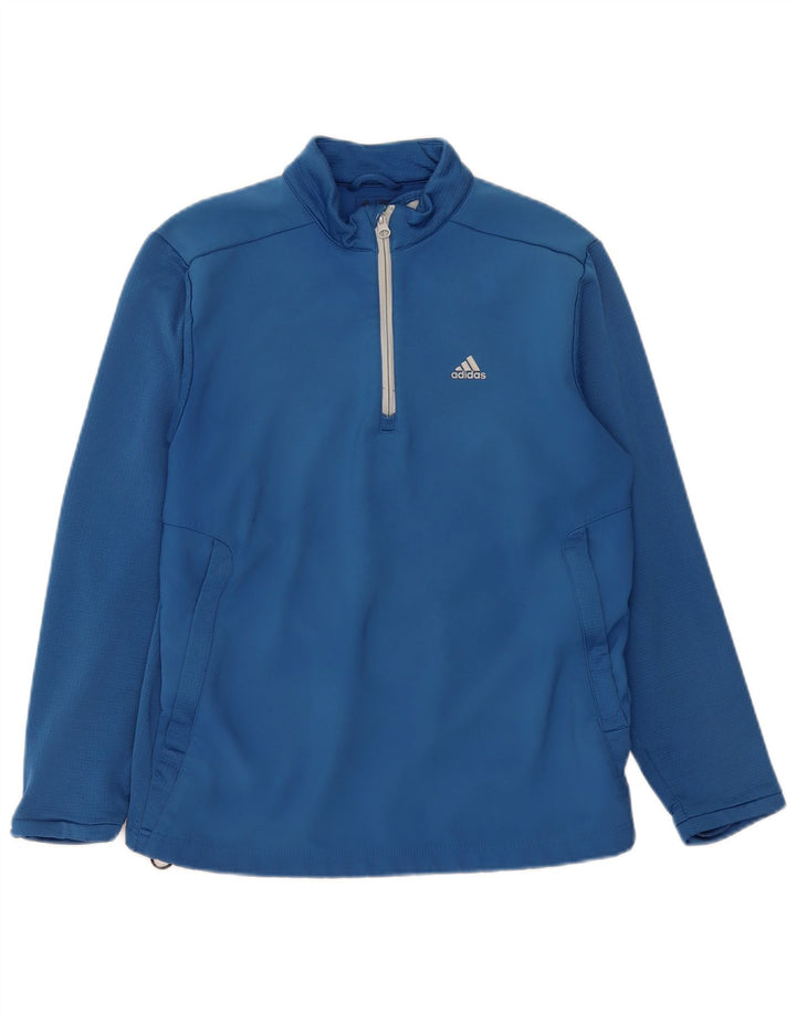 Ανδρικό φούτερ με φερμουάρ Adidas με φερμουάρ από μπλε πολυεστέρα
