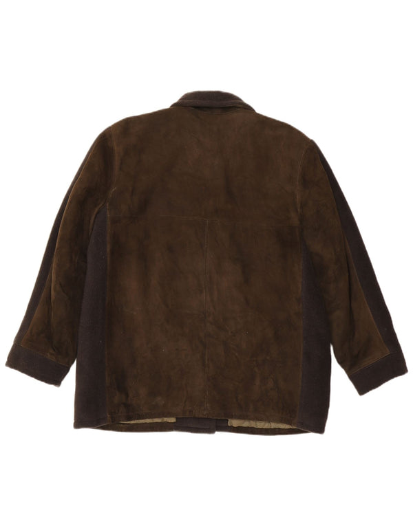 Vintage Γυναικείο Suede Jacket UK 16 Large Brown Colourblock