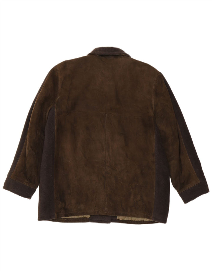 Vintage Γυναικείο Suede Jacket UK 16 Large Brown Colourblock