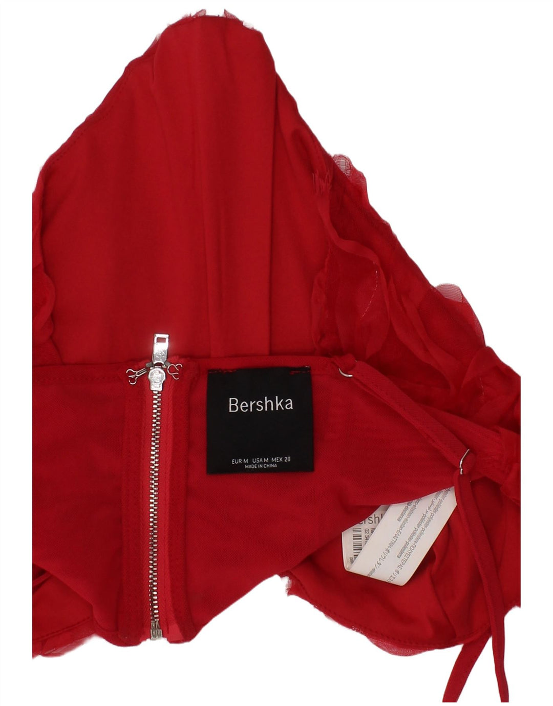 Bershka Γυναικείο Crop Corset Top Festival Medium Red Polyester