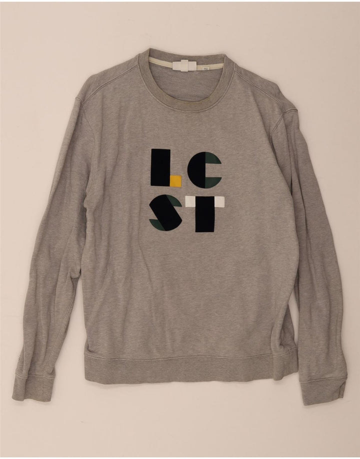 Ανδρικό γραφικό φούτερ Lacoste Jumper Size 5 Μεγάλο γκρι βαμβακερό