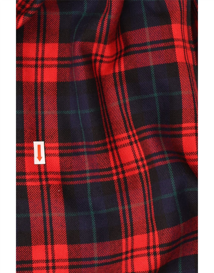 Vintage γυναικεία φούστα πλισέ με μαχαίρι IT 42 Medium W28 Κόκκινο καρέ παρθένο μαλλί