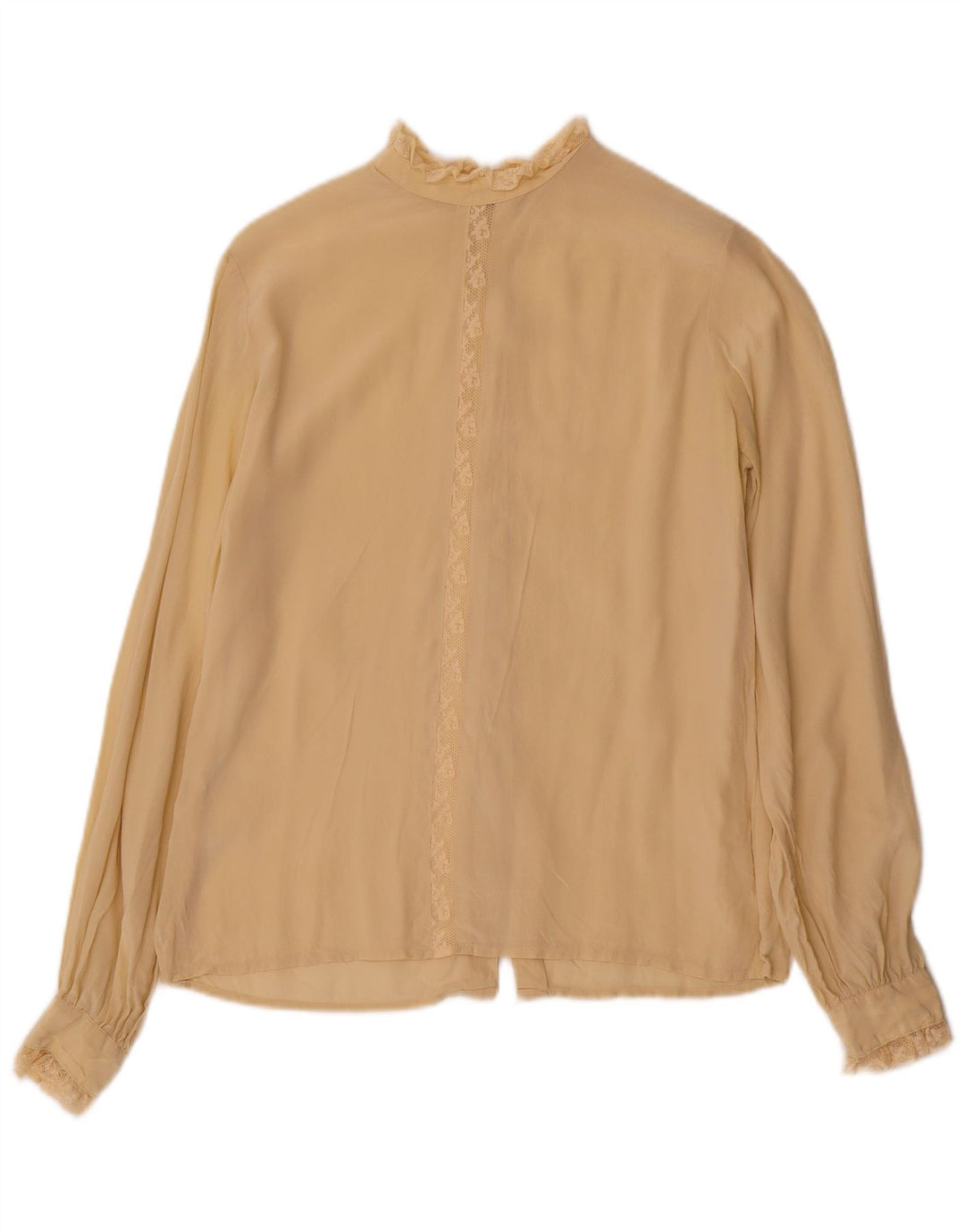 Vintage γυναικείο πουκάμισο μπλούζα UK 12 Medium Beige