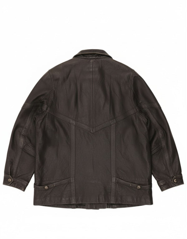 Vintage Γυναικείο Oversized Δερμάτινο Μπουφάν EU 46 XL Μαύρο Δερμάτινο