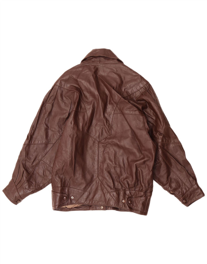 Vintage Γυναικείο Δερμάτινο Μπουφάν UK 14 Large Brown