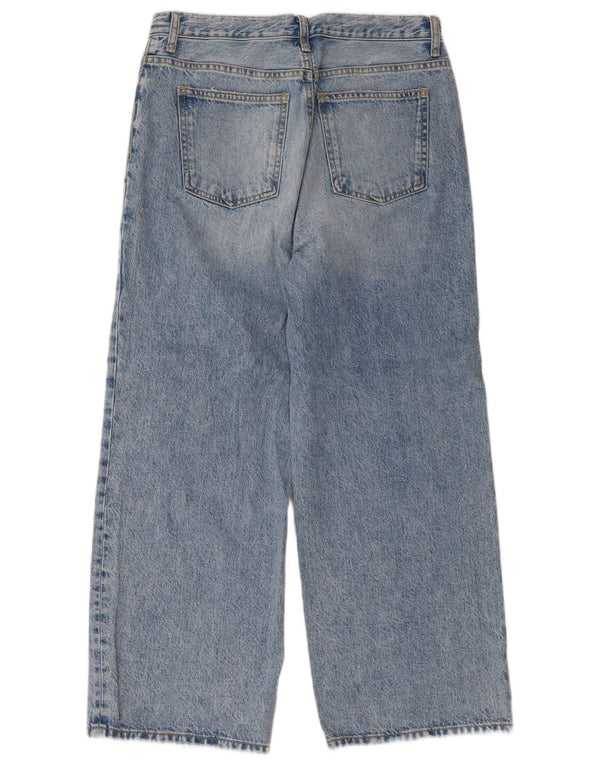 Topshop Womens Wide Leg Cropped Jeans W30 L26 Blue Cotton