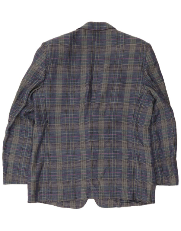 Principles Mens 2 Button Blazer Jacket UK 40 Large Navy Blue Check Linen