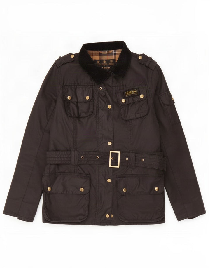 Barbour Γυναικείο κερωμένο βαμβακερό μπουφάν UK 14 μεγάλο μαύρο