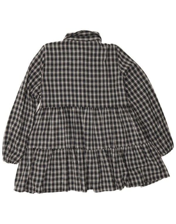 Zara Γυναικείο μακρυμάνικο φόρεμα σε επίπεδα UK 12 Medium Navy Blue Check