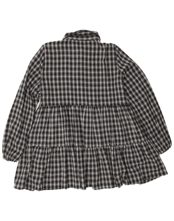 Zara Γυναικείο μακρυμάνικο φόρεμα σε επίπεδα UK 12 Medium Navy Blue Check