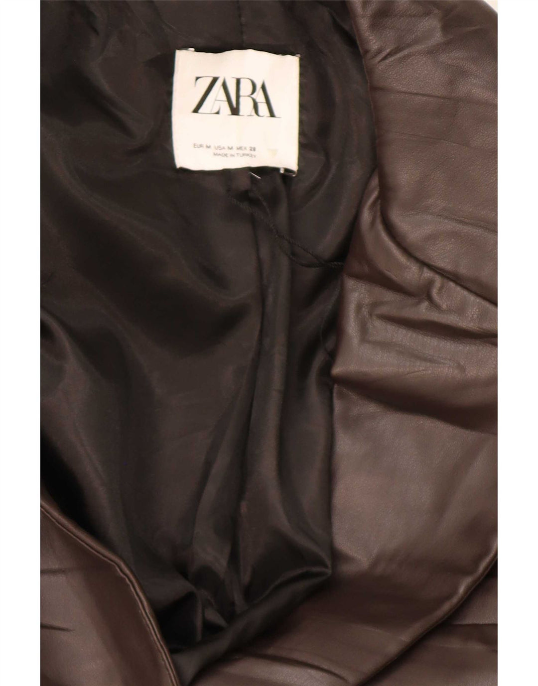 Zara Γυναικείο Μπουφάν 1 Κουμπί από συνθετικό δέρμα Blazer UK 14 Μεσαίο Καφέ