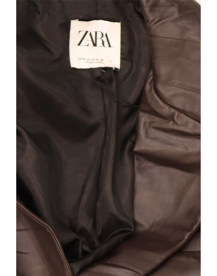 Zara Γυναικείο Μπουφάν 1 Κουμπί από συνθετικό δέρμα Blazer UK 14 Μεσαίο Καφέ