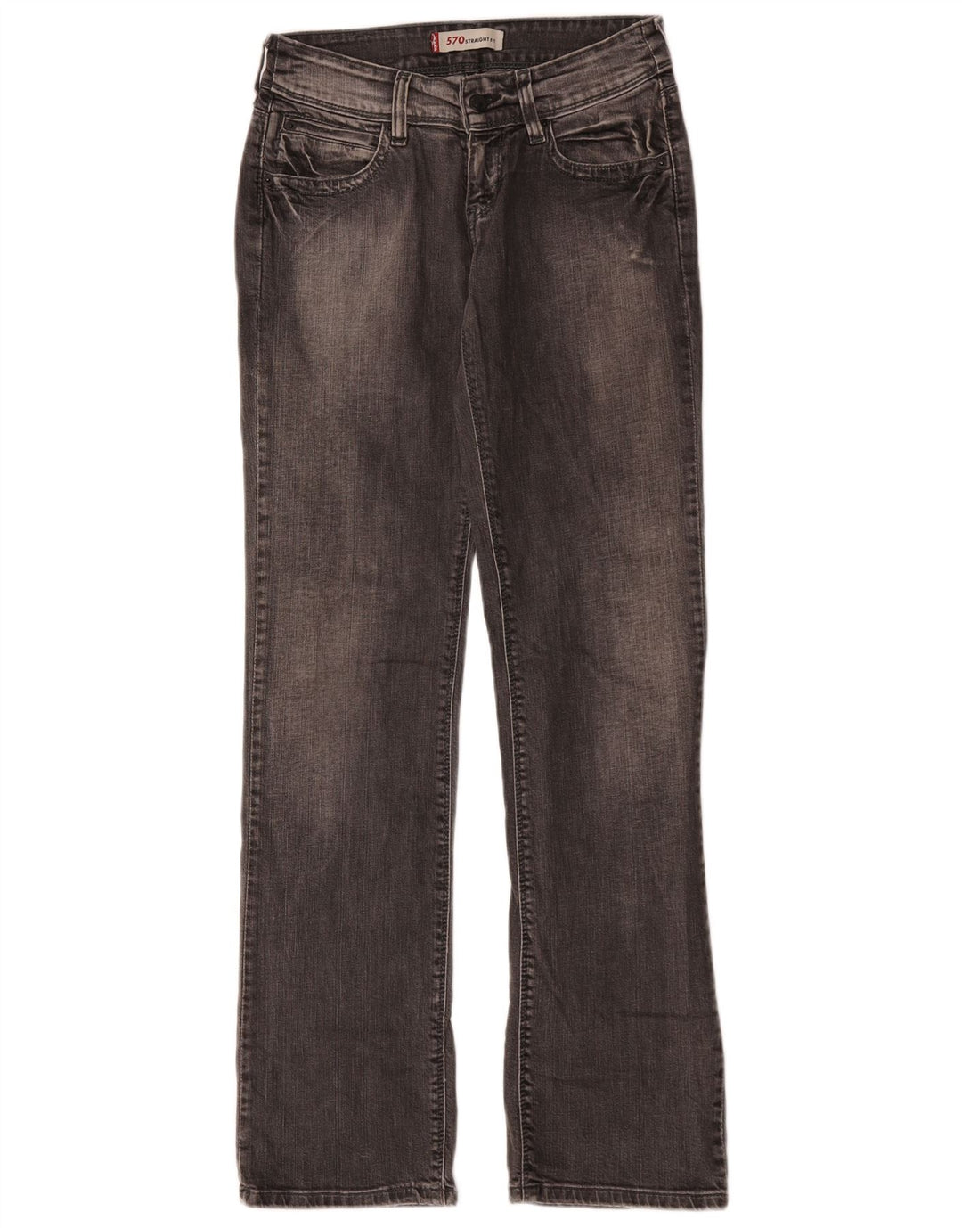 Levi's Womens 570 Straight Jeans W28 L31 Γκρι βαμβακερό
