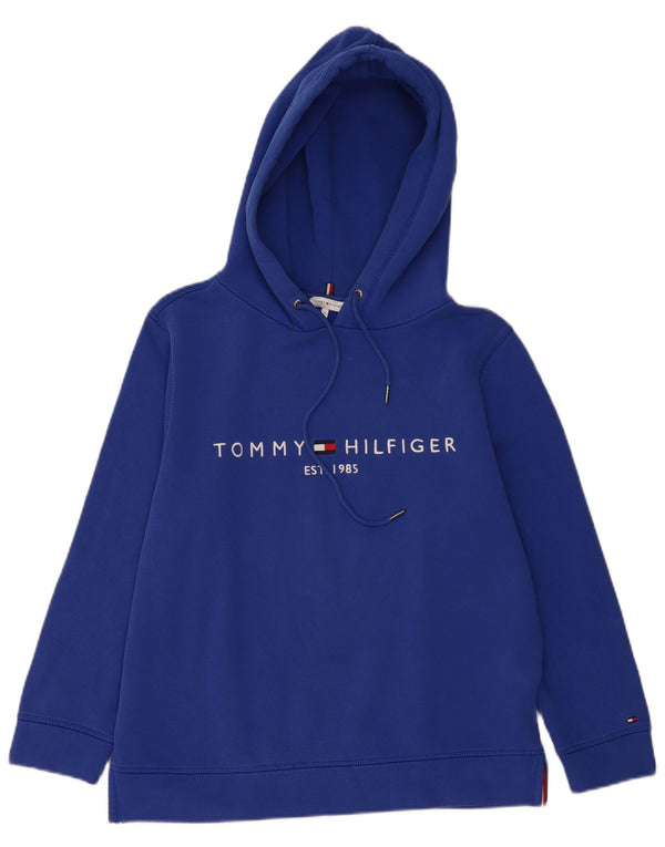 Tommy Hilfiger Γυναικείο Γραφικό Hoodie Jumper UK 14 Medium Blue Cotton
