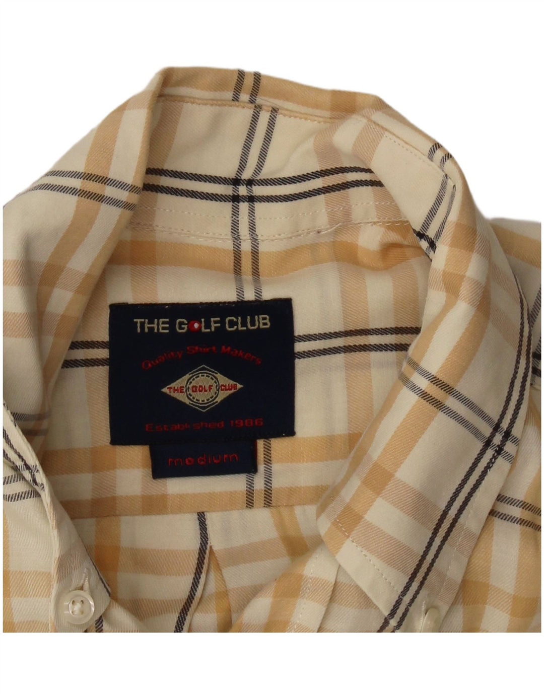 Ανδρικό πουκάμισο VINTAGE Μεσαίο κίτρινο βαμβακερό καρέ