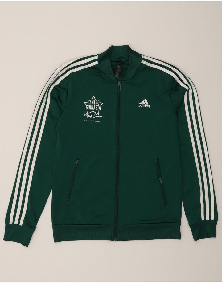 Γυναικεία αθλητική φόρμα γραφικών Adidas Top Jacket UK 8/10 Small Green Polyester