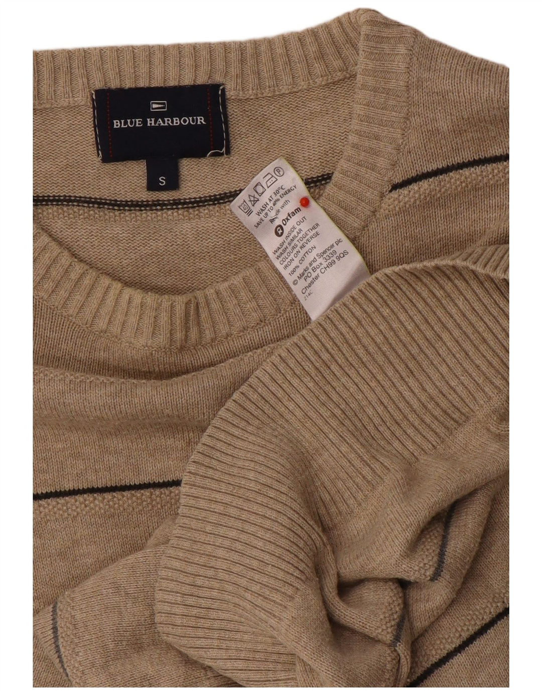 Ανδρικό πουλόβερ Marks & Spencer Blue Harbour Crew Neck Jumper Small Beige