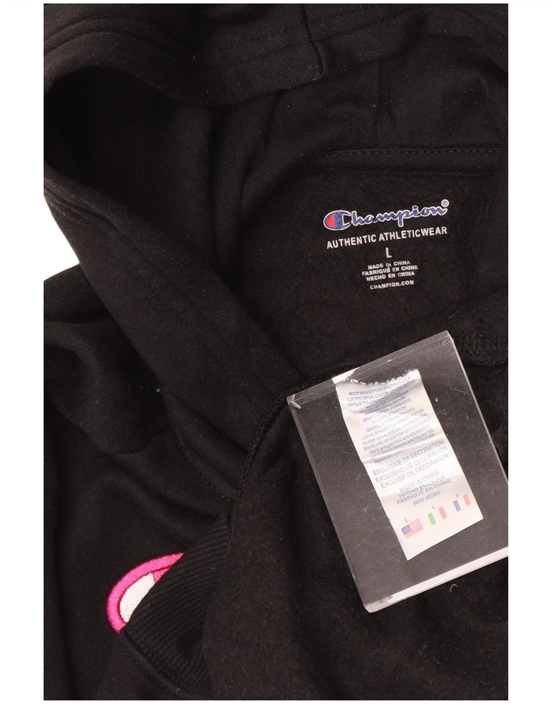 CHAMPION Girls Graphic Hoodie Jumper 11-12 Years Large Black