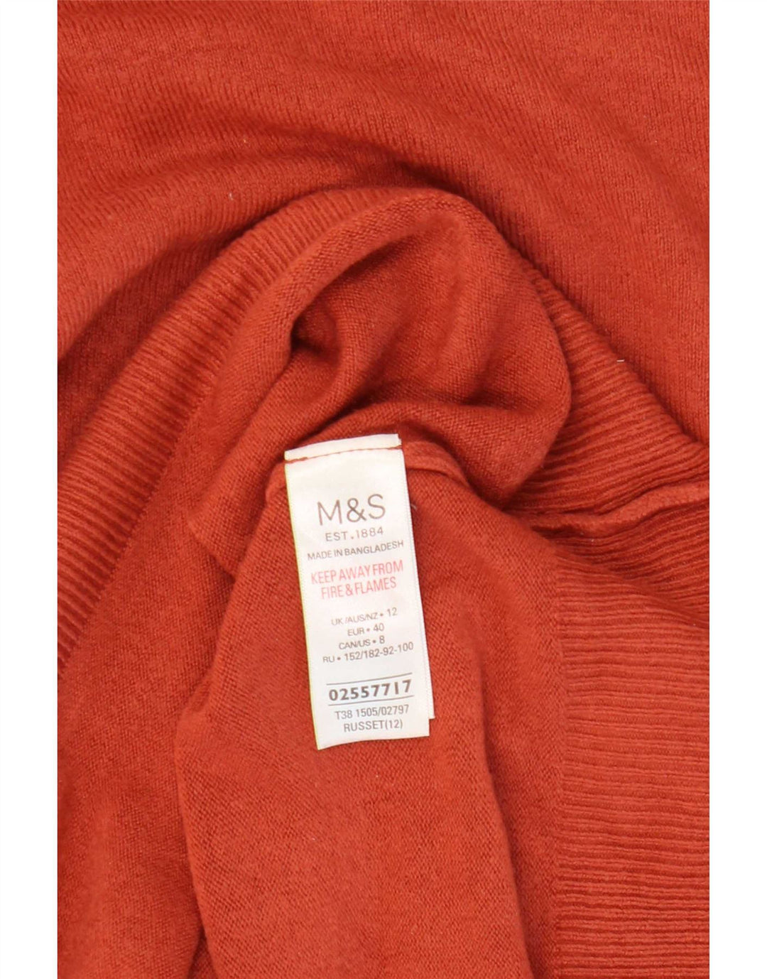 Marks & Spencer Γυναικείο πουλόβερ με ρολό λαιμόκοψη UK 12 μεσαίου πορτοκαλί ακρυλικό