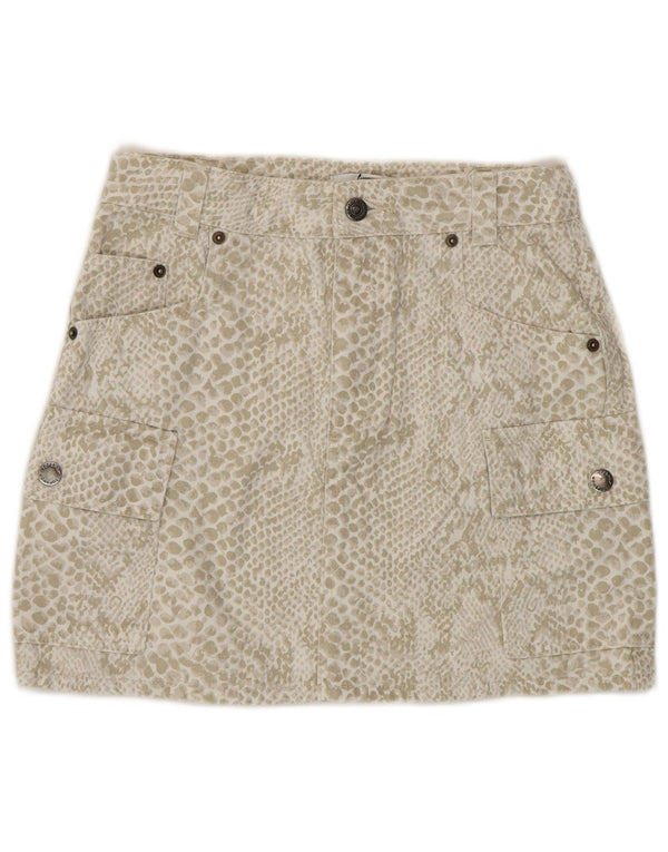 Topshop Γυναικεία Cargo Φούστα UK 8 Small W26 Beige Animal print βαμβακερό